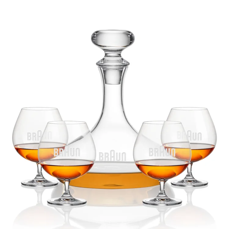 Stratford Decanter and 4 Coleford Cognac Glasses Set