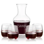 Summit 34 oz Carafe and 4 Crestview Stemless Wine Glasses Set