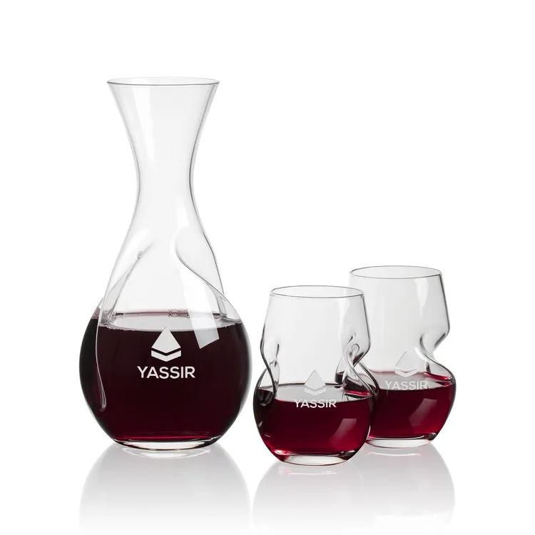 Tallandale 25 oz Carafe and 2 Stemless Wine Glasses Set