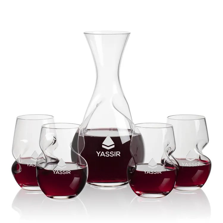 Tallandale 25 oz Carafe and 4 Stemless Wine Glasses Set