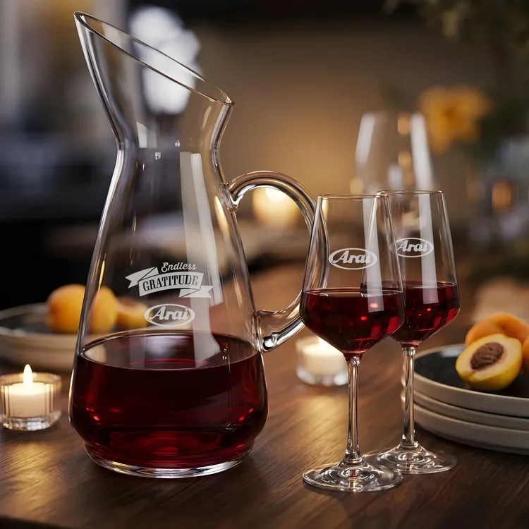 Taroni 50 oz Carafe and 2 Cannes Wine Glasses Set #3