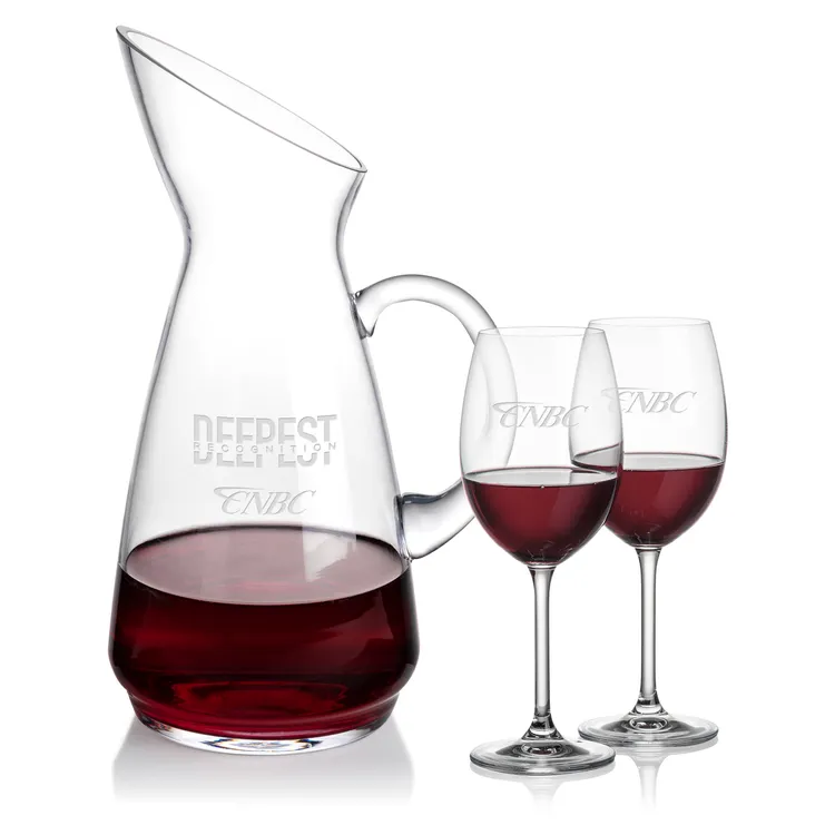 Taroni 50 oz Carafe and 2 Coleford Wine Glasses Set