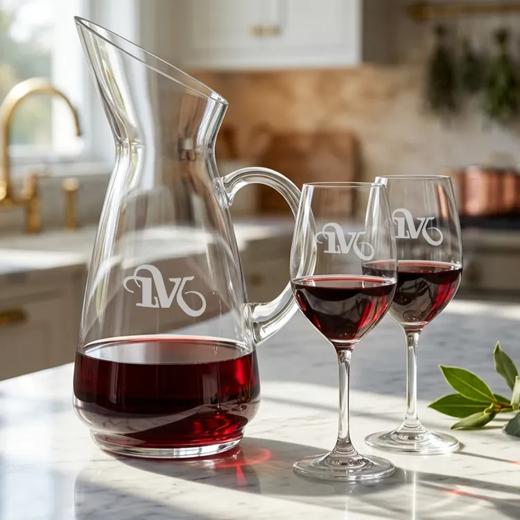Taroni 50 oz Carafe and 2 RIEDEL Oenologue Wine Glasses Set #3