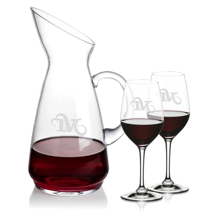 Taroni 50 oz Carafe and 2 RIEDEL Oenologue Wine Glasses Set