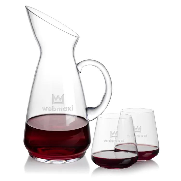 Taroni 50 oz Carafe and 2 Breckland Stemless Wine Glasses Set