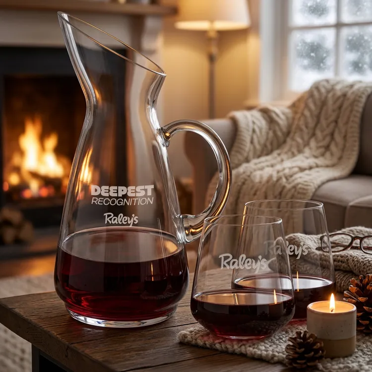 Taroni 50 oz Carafe and 2 Cannes Stemless Wine Glasses Set #3