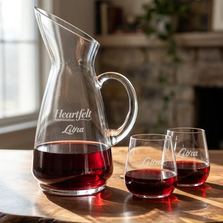 Taroni 50 oz Carafe and 2 Howden Stemless Wine Glasses Set #3