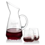 Taroni 50 oz Carafe and 2 Howden Stemless Wine Glasses Set