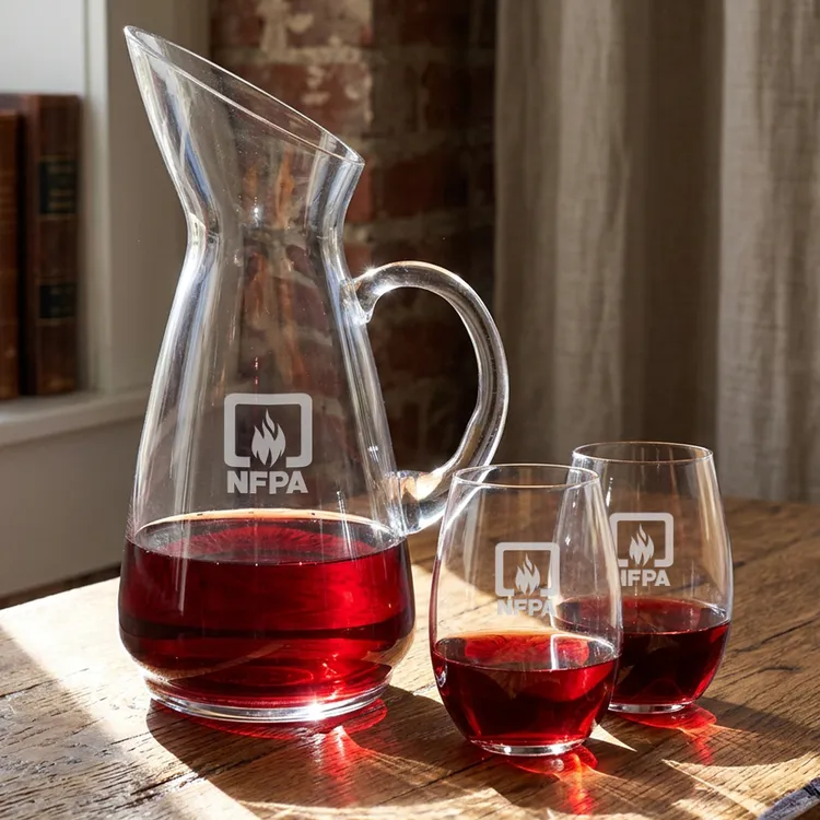 Taroni 50 oz Carafe and 2 Laurent Stemless Wine Glasses Set #3
