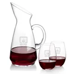 Taroni 50 oz Carafe and 2 Laurent Stemless Wine Glasses Set