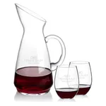 Taroni 50 oz Carafe and 2 RIEDEL Stemless Wine Glasses Set
