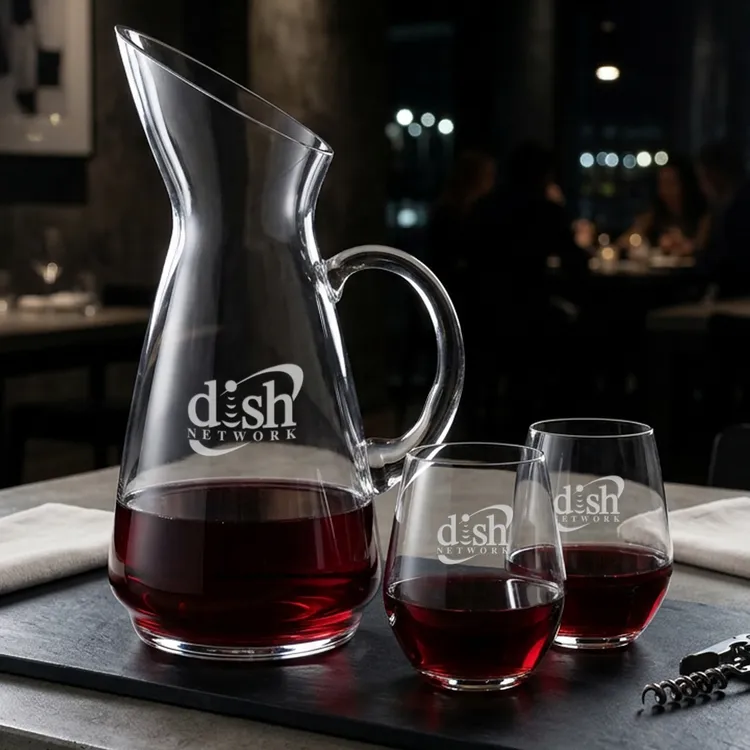 Taroni 50 oz Carafe and 2 Reina Stemless Wine Glasses Set #3