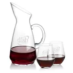 Taroni 50 oz Carafe and 2 Reina Stemless Wine Glasses Set