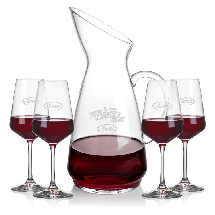 Taroni 50 oz Carafe and 4 Cannes Wine Glasses Set