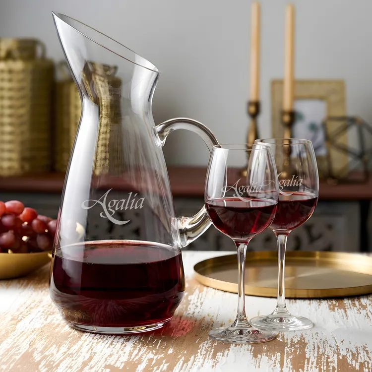 Taroni 50 oz Carafe and 4 Danforth Wine Glasses Set #3