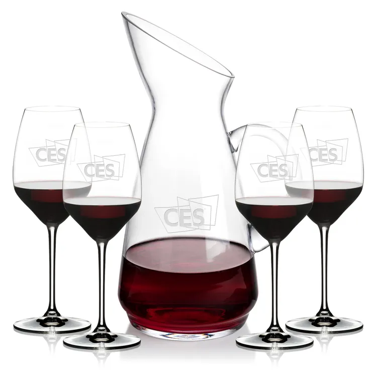 Taroni 50 oz Carafe and 4 RIEDEL Extreme Wine Glasses Set