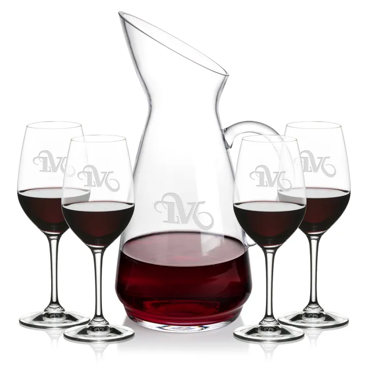 Taroni 50 oz Carafe and 4 RIEDEL Oenologue Wine Glasses Set