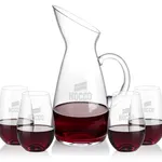 Taroni 50 oz Carafe and 4 Boston Stemless Wine Glasses Set