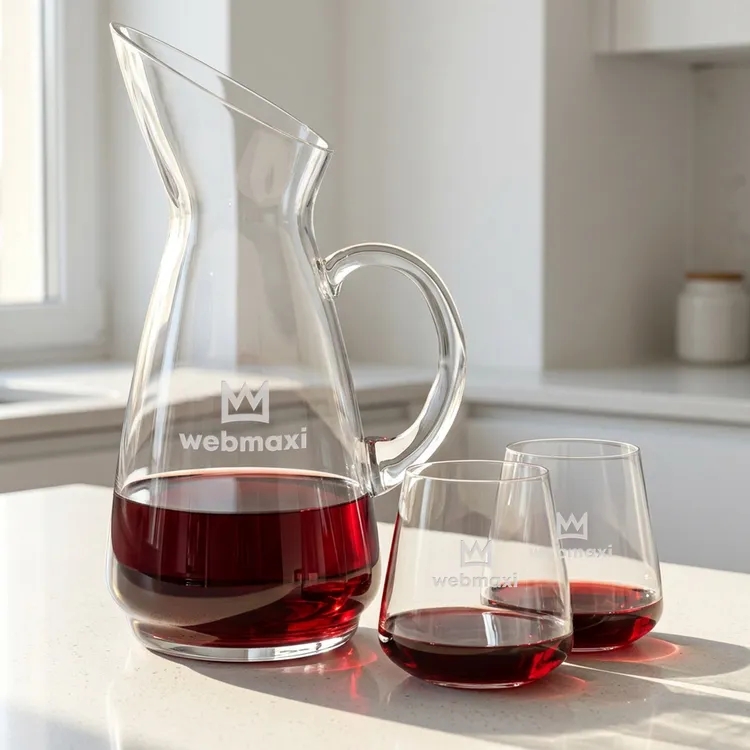 Taroni 50 oz Carafe and 4 Breckland Stemless Wine Glasses Set #3