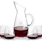 Taroni 50 oz Carafe and 4 Breckland Stemless Wine Glasses Set