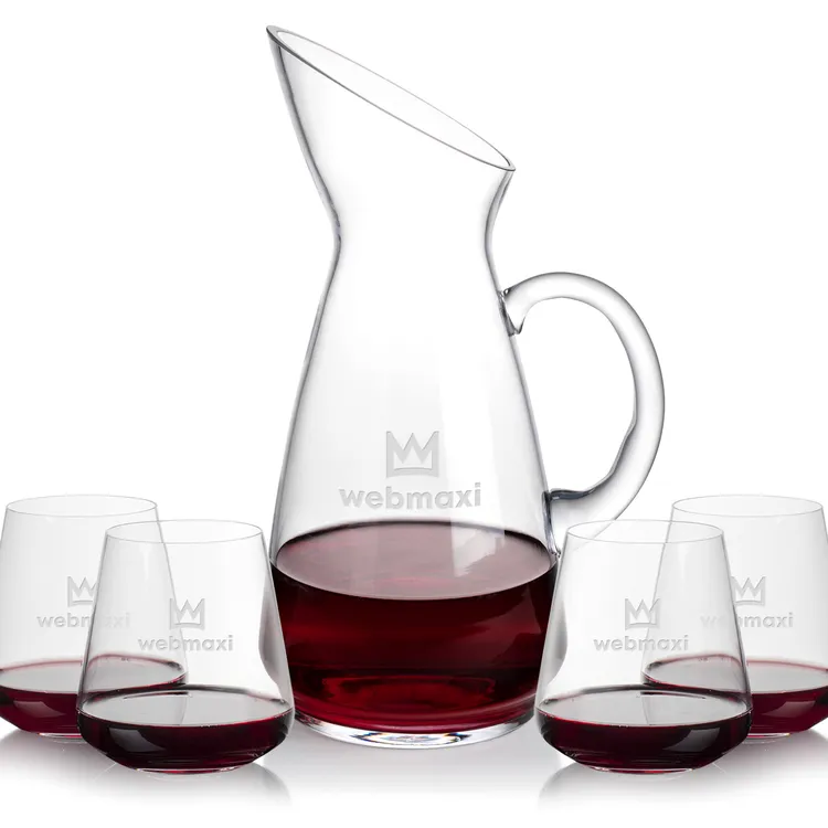 Taroni 50 oz Carafe and 4 Breckland Stemless Wine Glasses Set