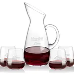 Taroni 50 oz Carafe and 4 Howden Stemless Wine Glasses Set