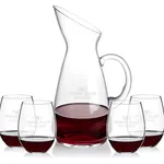 Taroni 50 oz Carafe and 4 RIEDEL Stemless Wine Glasses Set