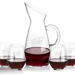 Taroni 50 oz Carafe and 4 Reina Stemless Wine Glasses Set