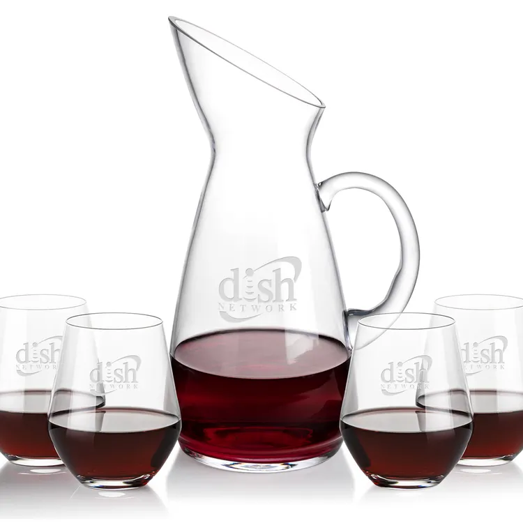 Taroni 50 oz Carafe and 4 Reina Stemless Wine Glasses Set