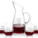 Taroni 50 oz Carafe and 4 Zacata Stemless Wine Glasses Set