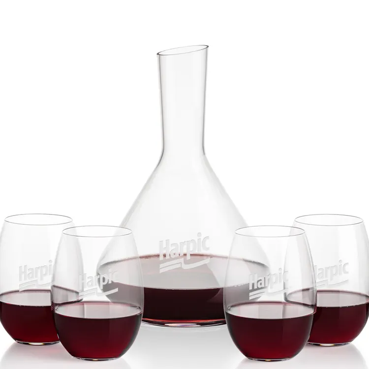 Terrassa 54 oz Carafe and 4 Carlita Stemless Wine Glasses Set