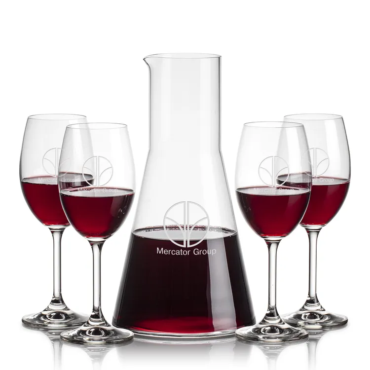 Torquay 34 oz Carafe and 4 Wine Glasses Set