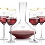 Ensemble carafe Tucson 60 oz et 4 verres à vin à bord doré
