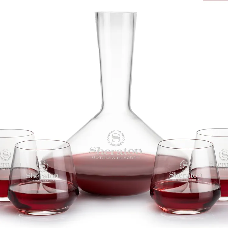 Tucson 60 oz Carafe and 4 Stemless Wine Glasses Set