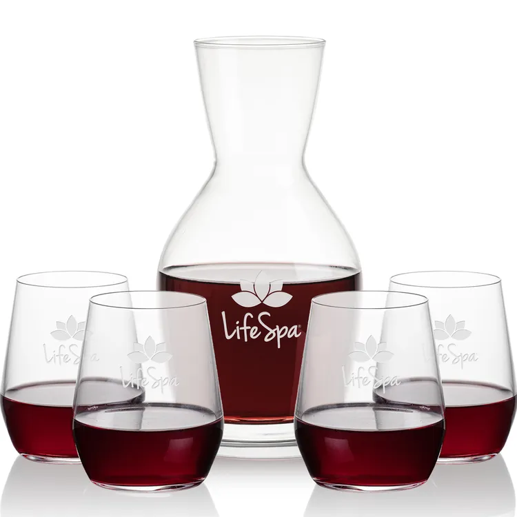 Westwood 38 oz Carafe and 4 Germain Stemless Wine Glasses Set