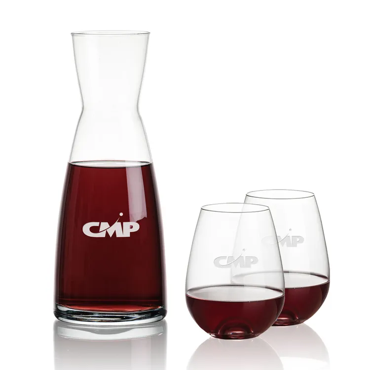 Winchester 36.5 oz Carafe and 2 Edderton Stemless Wine Glasses Set