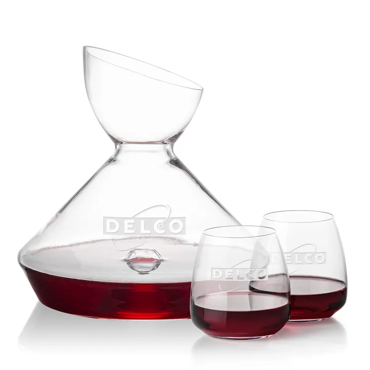 Woodbury 56 oz Carafe and 2 Hogarth Stemless Wine Glasses Set