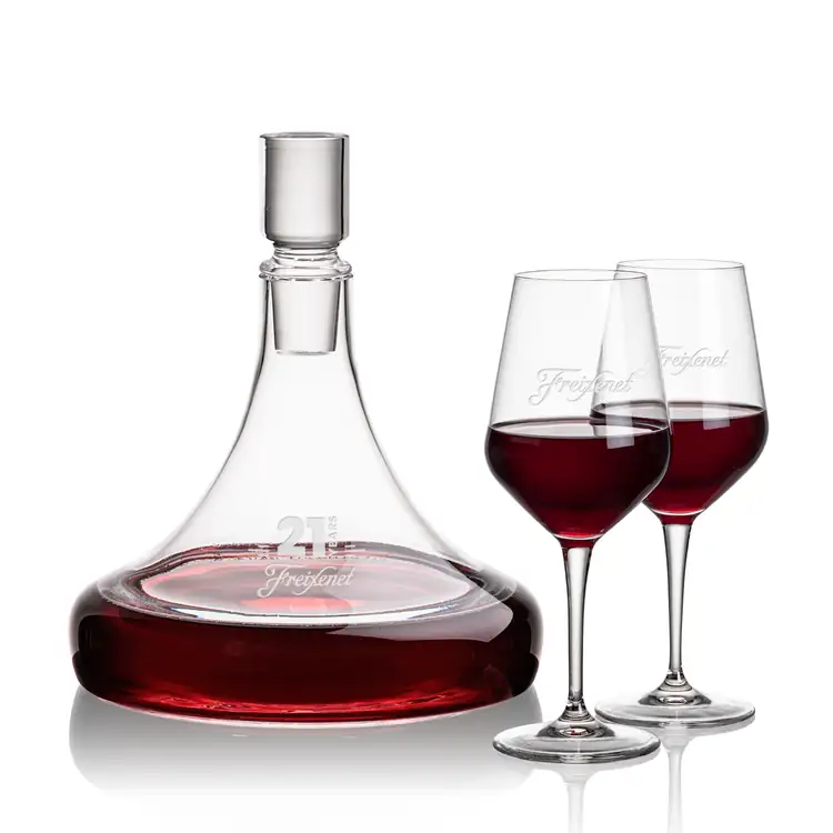 Ashby Wine Decanter 53 oz and 2 Germain Wine Glasses