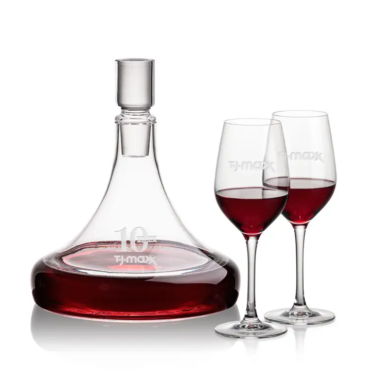 Ashby Wine Decanter 53 oz and 2 Lethbridge Wine Glasses
