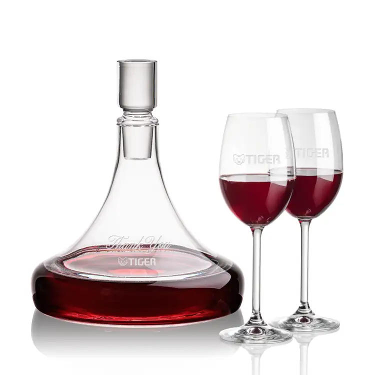 Ashby Wine Decanter 53 oz and 2 Naples Wine Glasses