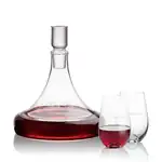Ashby Wine Decanter 53 oz and 2 Boston Stemless Wine Glasses