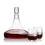 Ashby Wine Decanter 53 oz and 2 Crestview Stemless Wine Glasses