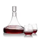 Ashby Wine Decanter 53 oz and 2 Garland Stemless Wine Glasses