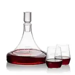 Ashby Wine Decanter 53 oz and 2 Germain Stemless Wine Glasses