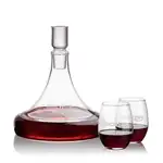 Ashby Wine Decanter 53 oz and 2 Stanford Stemless Wine Glasses