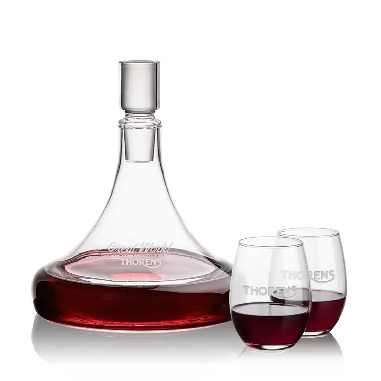 Ensemble carafe à vin Ashby 53 oz et 2 verres à vin sans pied Stanford