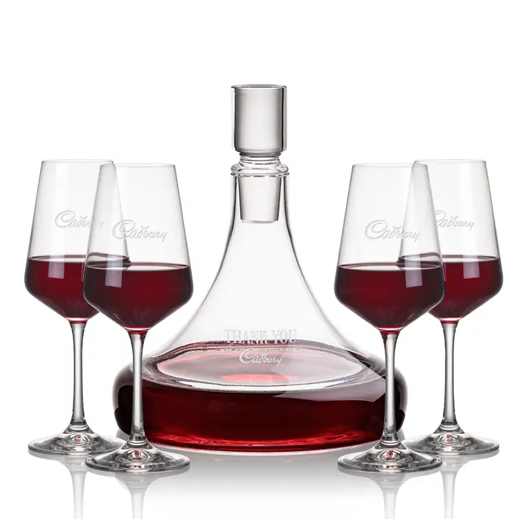 Ashby Wine Decanter 53 oz and 4 Cannes Wine Glasses