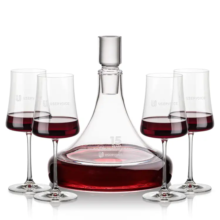 Ashby Wine Decanter 53 oz and 4 Dakota Wine Glasses