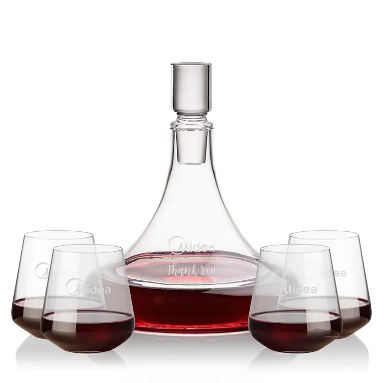 Ensemble carafe à vin Ashby 53 oz et 4 verres à vin sans pied Cannes