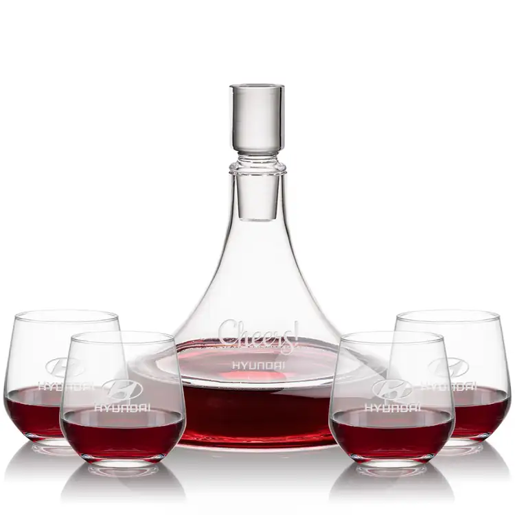 Ensemble carafe à vin Ashby 53 oz et 4 verres à vin sans pied Garland